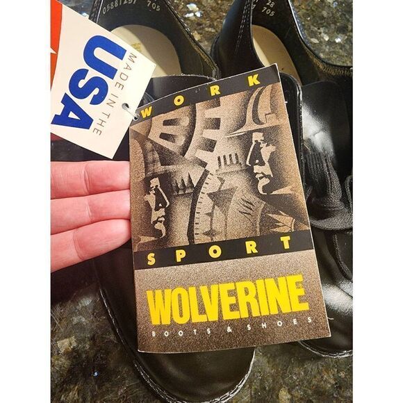 Wolverine vintage Oxford lace up black leather oil resistant shoe size 7 - Picture 5 of 10